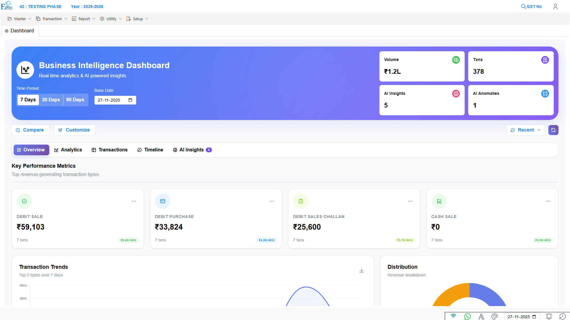 EPlus Cloud ERP Dashboard